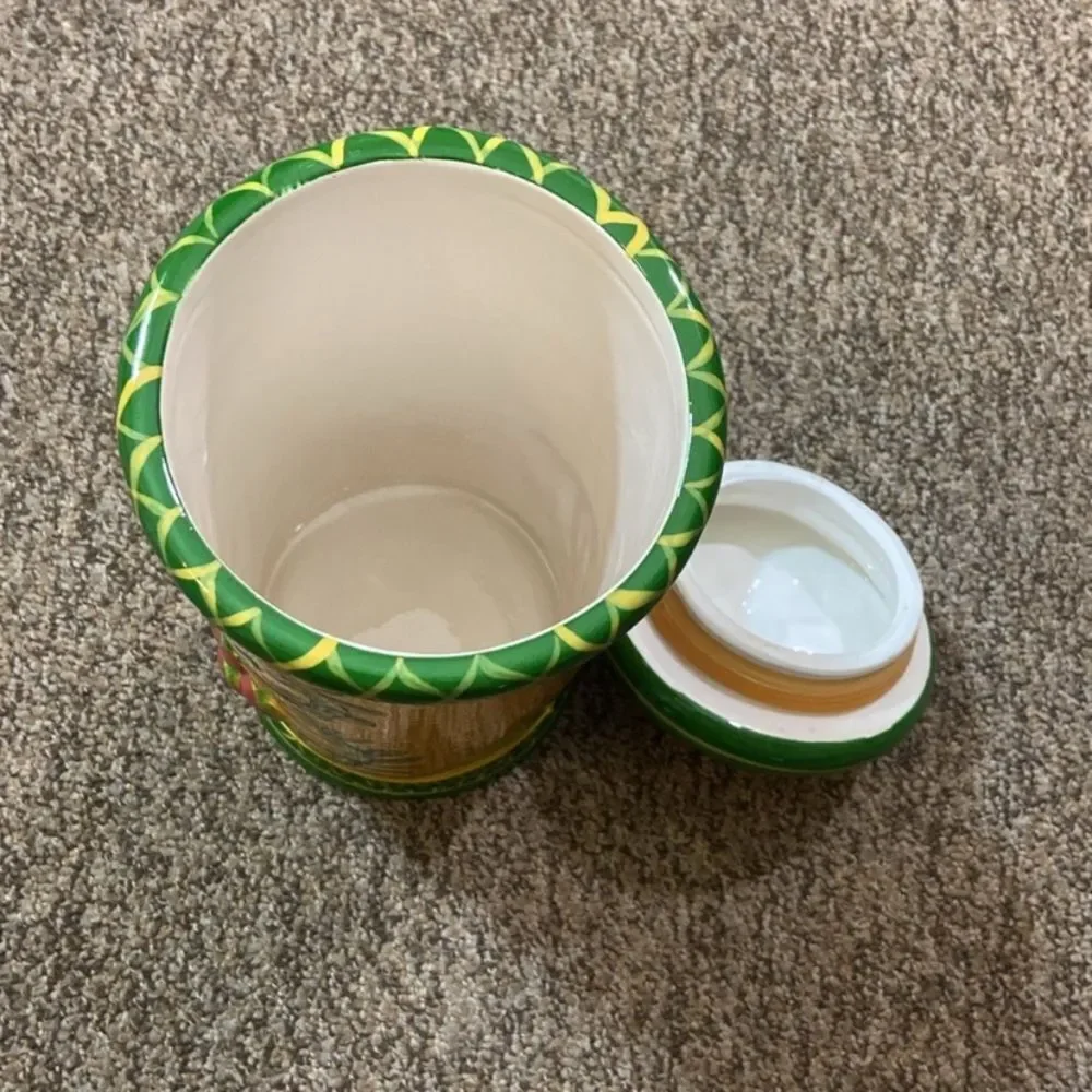 Low price Jay Import Pasta Yellow And Green Pasta Spaghetti Canister SeramicJar
